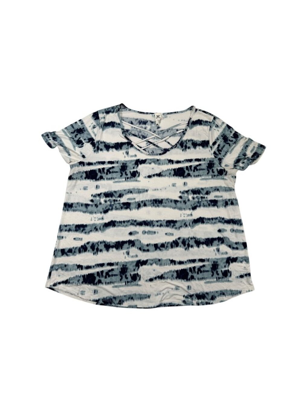 Sew In Love Womens Tie-Dye Short Sleeve Crisscross Neck T-Shirt Size 2X